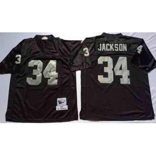 Mitchell And Ness Raiders #34 Bo Jackson balck Throwback Stitched NFL Jersey